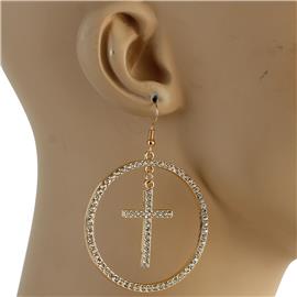 Rhinestone Metal Cross Earring