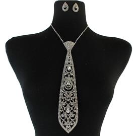 Rhinestone Fashion Tie Necklace Set