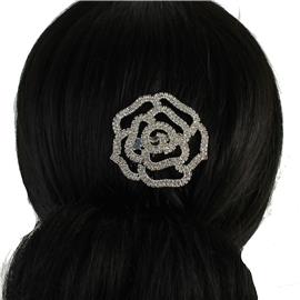 Rhinestone Rose Hair Comb