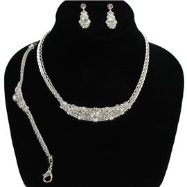 Metal Rhinestones 3 Pcs Necklace Set