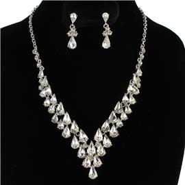 Crystal Tear Casting Necklace Set