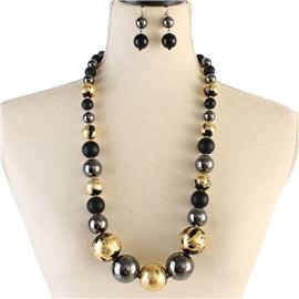 Metal Fashion Ball Long Necklace Set