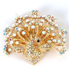 Crystal Peacock Brooch