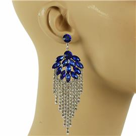 Rhinestones Leaves Fringeds Earring