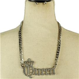 Metal Link Chain Queen Necklace Set