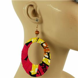 African Print Oval Earring