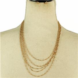 Metal Double Chain Necklace Set