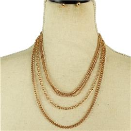 Metal Double Rolo Chain Necklace Set