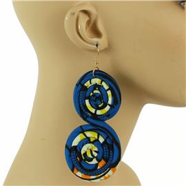 African Swirl Round Long Earring