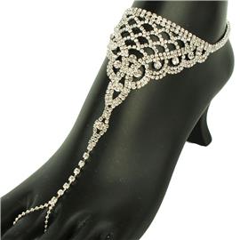 Rhinestones Mesh Toe Ring Anklet