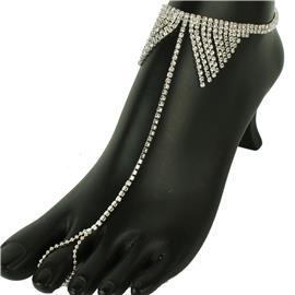 Rhinestones Fringeds Toe Ring Anklet