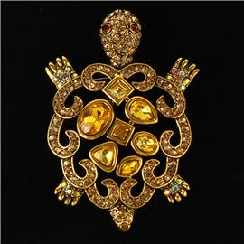 Crystal Tortoise Brooch