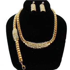 Metal Square Chain 3 Pcs Necklace Set