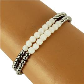 Stainless Steel Semi-Stones Stretch Bracelet