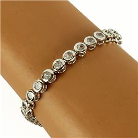 CZ Rhodium Round Bracelet