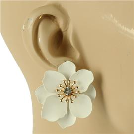 Metal Enamel Flower Earring