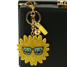 Rhinestones Sun Key Chain