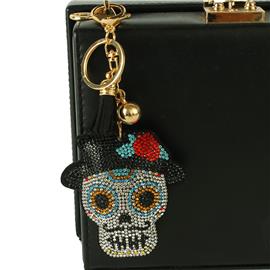 Rhinestones Skull Key Chain