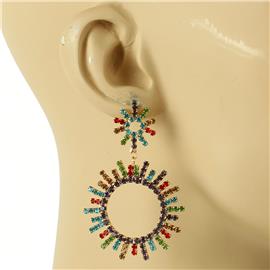 Rhinestones Round Earring