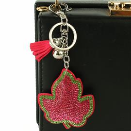 Rhinestones Leaf Key Chain