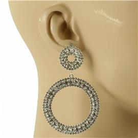 Rhinestones Dangling Round Earring