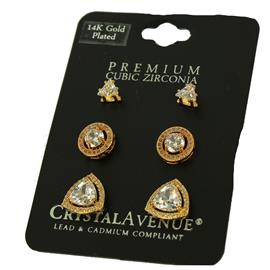 CZ Triangle 3 Pairs Earring