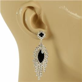 Rhinestone Leaf Fringeds Earring