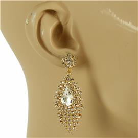 Rhinestones Tear Fringeds Earring