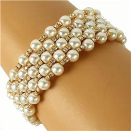 Rhinestones Pearls Bangle