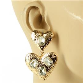 Metal Stones Heart Earring