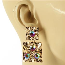 Metal Stones Square Earring