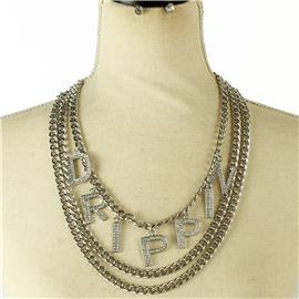 Chain Multilayereds Drippin Necklace Set