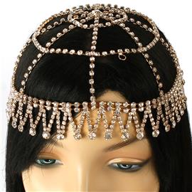 Rhinestones Fringed Drop Flapper Cap / Head Chain