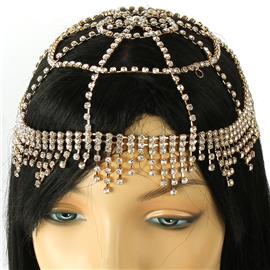 Rhinestones Fringed Drop Flapper Cap / Head Chain