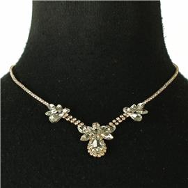 Rhinestones Tear Back Drop Necklace