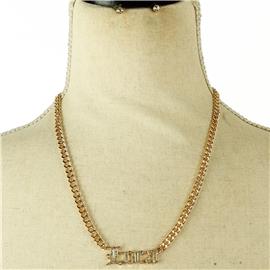 Link Chain Loca Necklace Set