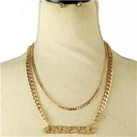 Double Chain Queen Necklace Set