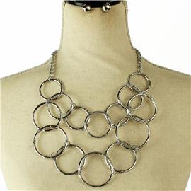 Metal Multi Round Necklace Set