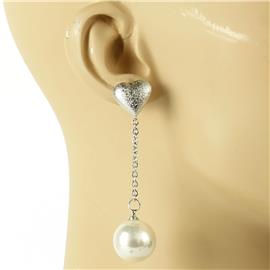 Pearl Metal Heart Earring