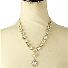 Crystal Teardrop Necklace Set