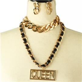 Chain Drop Queen Necklace Set