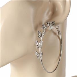 Metal Butterfly Hoop Earring