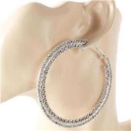 70mm Two Row Rhinestones Hoop Earring