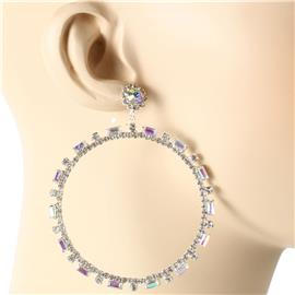 Rhinestones Round Dangling Earring