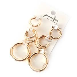 Metal 3 Pairs Hoop Earring