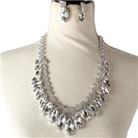 Crystal Leaves Necklace Set