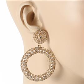 Rhinestones Round Earring