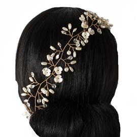 Pearl Flower Long Hair Pin / Headband