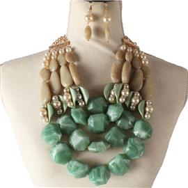 Fashion Semi Stones Necklace Set