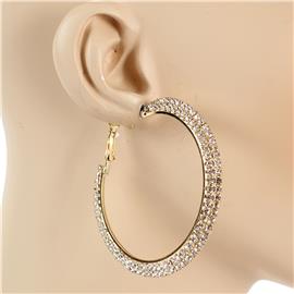 "2.2" Rhinestone 2 Line Hoop Earring"